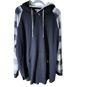 Maurices Fleece Lined Black Plaid Hoodie